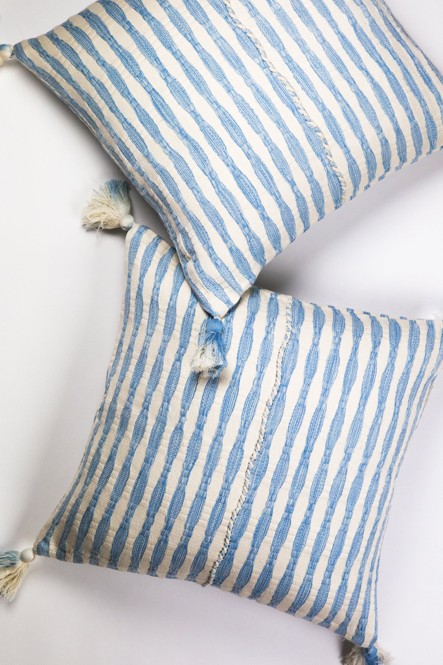 Antigua Pillow- Natural Faded Indigo 20"x20"