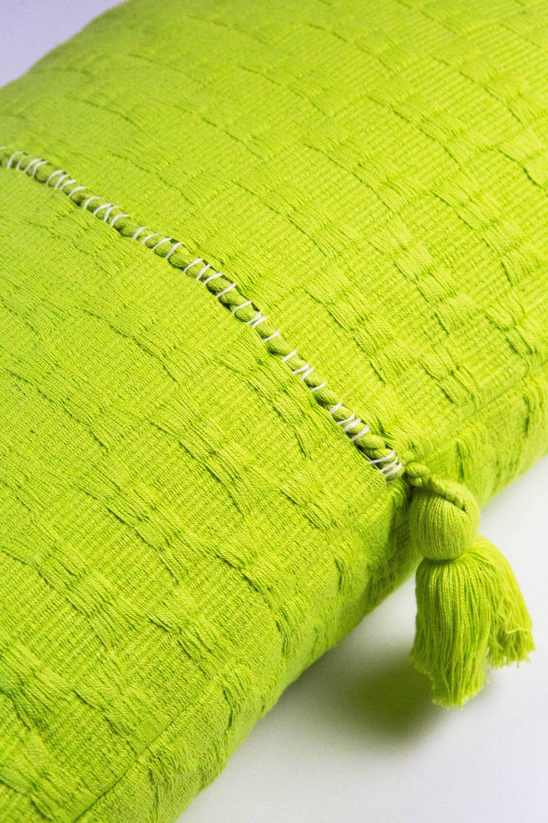 Antigua Pillow - Lemon Lime + Ivory Stripe