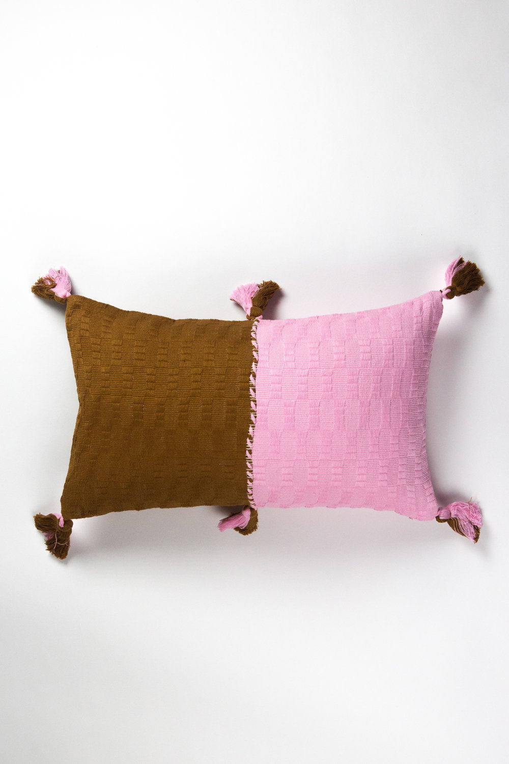 Antigua Pillow - Baby Pink and Umber Colorblocked