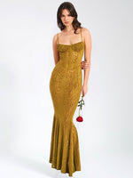 Ulani Gold Burnout Velvet Detail Mesh Maxi Dress Miss Circle