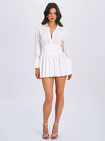 Jamila White Shirt Mini Dress with Embroidered Waist Detail Miss Circle