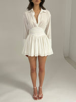 Jamila White Shirt Mini Dress with Embroidered Waist Detail Miss Circle
