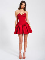 Sacha Red Lace Drop Waist Corset Puffy Mini Dress Miss Circle