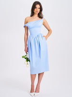 Reina Blue Drop Waist Corset Midi Dress Miss Circle
