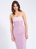 Lainey Purple Satin Sequin Pearls Beaded Maxi Dress Miss Circle