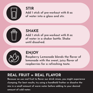 Raspberry Lemonade Pre-Workout Stick - By Baano
