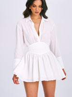 Jamila White Shirt Mini Dress with Embroidered Waist Detail Miss Circle
