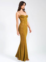 Ulani Gold Burnout Velvet Detail Mesh Maxi Dress Miss Circle