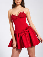 Sacha Red Lace Drop Waist Corset Puffy Mini Dress Miss Circle