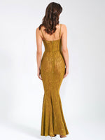 Ulani Gold Burnout Velvet Detail Mesh Maxi Dress Miss Circle