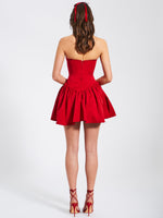Sacha Red Lace Drop Waist Corset Puffy Mini Dress Miss Circle