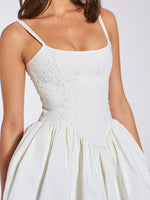 Kadi White Cotton Drop Waist Corset Mini Dress Miss Circle