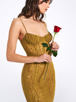 Ulani Gold Burnout Velvet Detail Mesh Maxi Dress Miss Circle