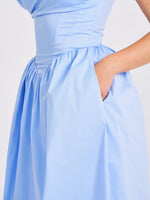 Reina Blue Drop Waist Corset Midi Dress Miss Circle