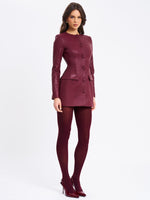 Baila Burgundy Vegan Leather Blazer Mini Dress Miss Circle