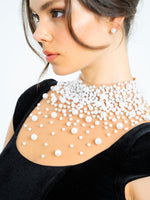 Rachael Black Velvet Pearl Embellished Gown Miss Circle