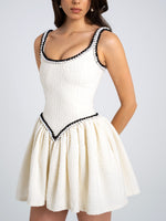 Coco White Boucle Tweed V Waist Mini Dress Miss Circle