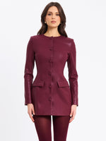 Baila Burgundy Vegan Leather Blazer Mini Dress Miss Circle