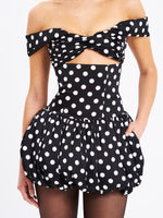 Umika Black Polka Dots Bubble Hem Mini Dress Miss Circle