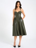 Eliana Olive Vegan Leather Dress Miss Circle