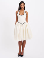 Natalie U Neck Halter Drop Waist Tweed Midi Dress Miss Circle