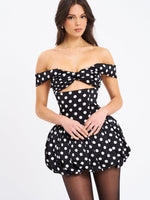 Umika Black Polka Dots Bubble Hem Mini Dress Miss Circle