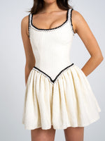 Coco White Boucle Tweed V Waist Mini Dress Miss Circle