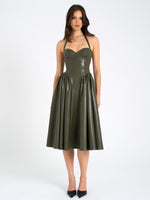 Eliana Olive Vegan Leather Dress Miss Circle