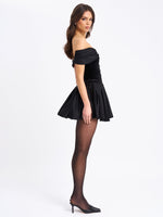 Echo Black Velvet Off-shoulder Pleated Mini Dress Miss Circle
