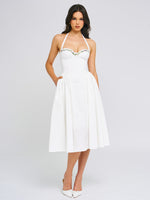 Gianna White Embroidered Halter Maxi Dress Miss Circle