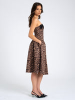 Uchenna Cheetah Print Stretchy Strapless Midi Dress with lace trim Miss Circle