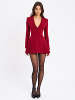 Delia Burgundy Blazer Dress with Pleated Detail Miss Circle