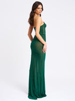 Fatima Green Crystal Sleeveless Corset Mermaid Maxi Dress Miss Circle