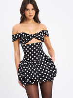 Umika Black Polka Dots Bubble Hem Mini Dress Miss Circle