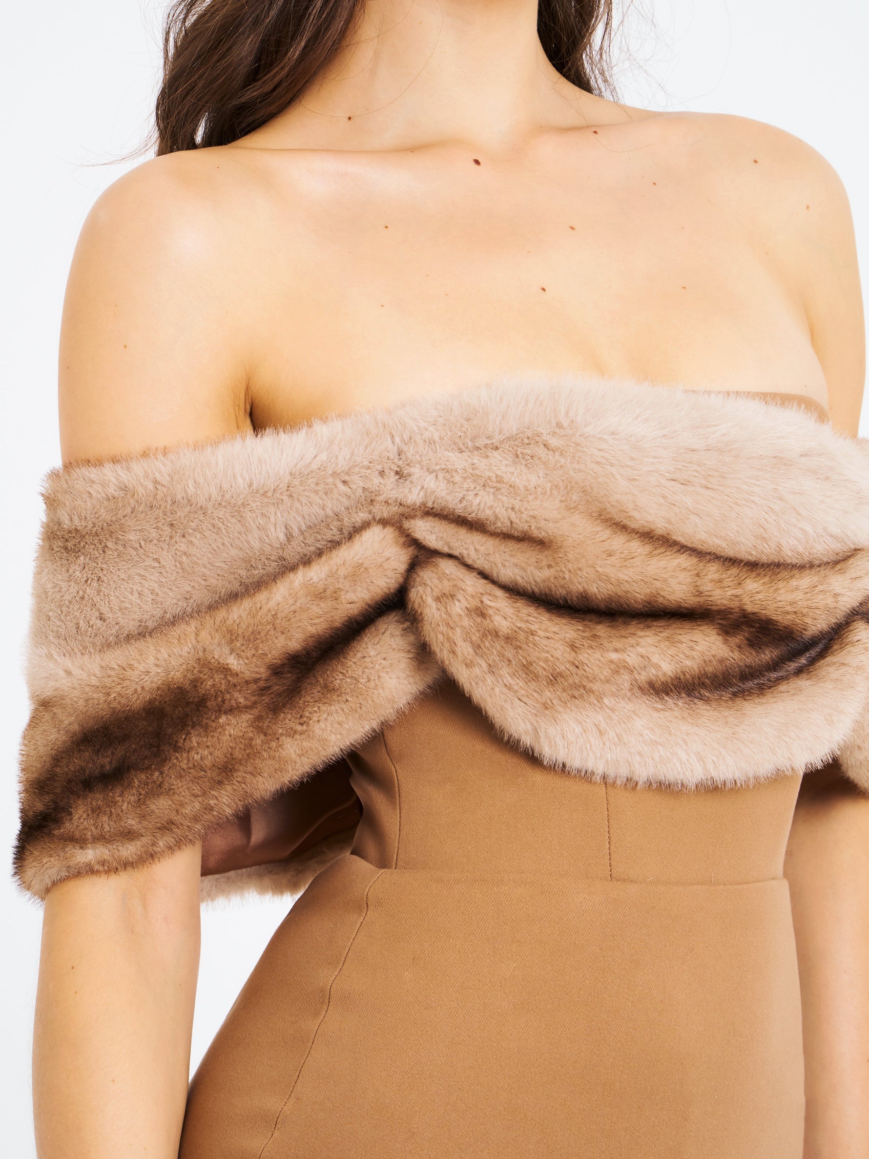 Nadira Off Shoulder Fur Trim Mini Dress Miss Circle