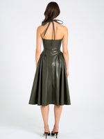 Eliana Olive Vegan Leather Dress Miss Circle