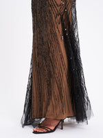 Qeturah Embroidered Sequin Off Shoulder Mesh Gown Miss Circle