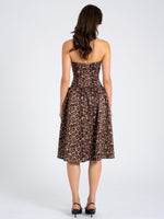 Uchenna Cheetah Print Stretchy Strapless Midi Dress with lace trim Miss Circle