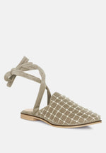 Asante Crisscross Beaded Veil Velvet Mules