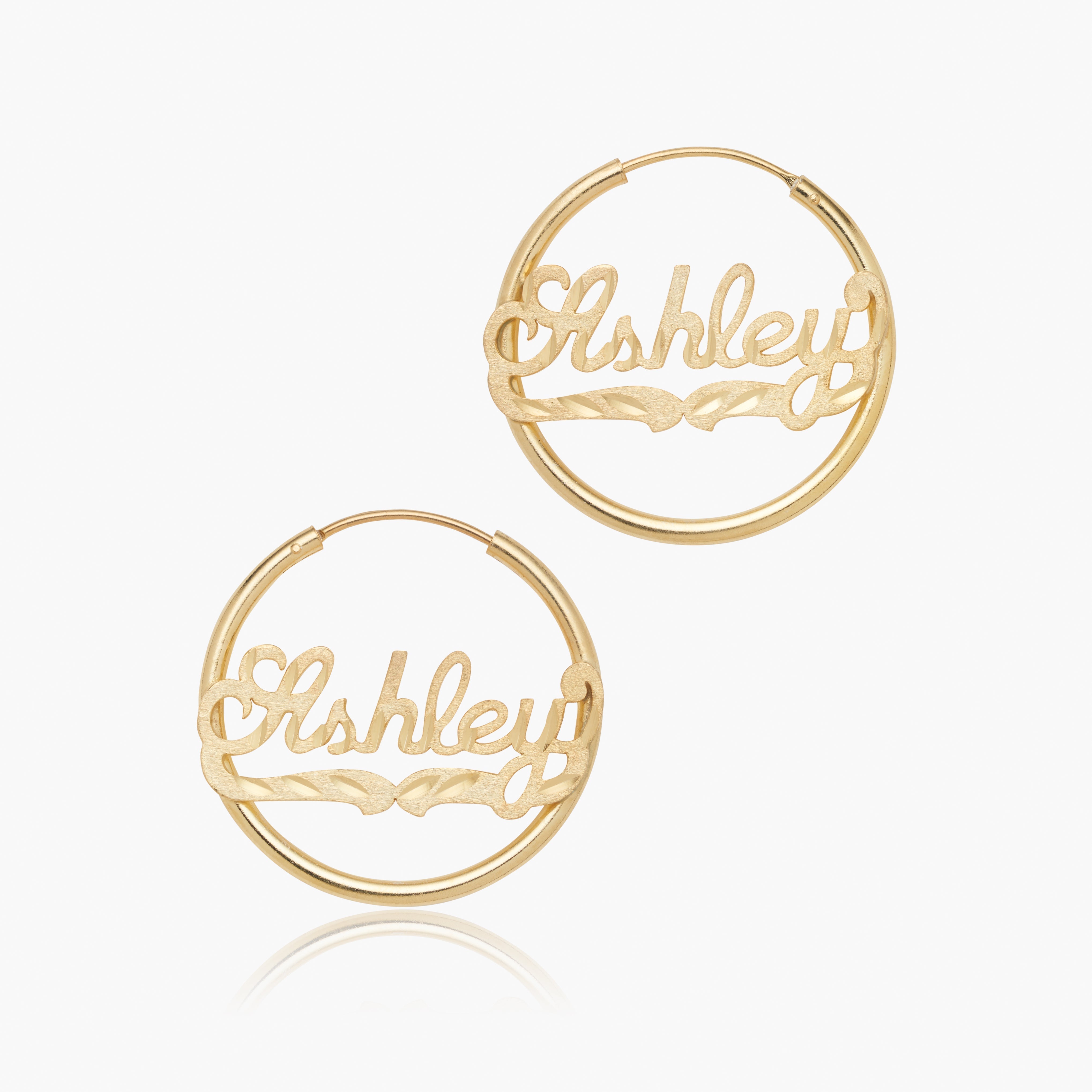 Kid's Mini Diamond Cut Hoop Name Earrings