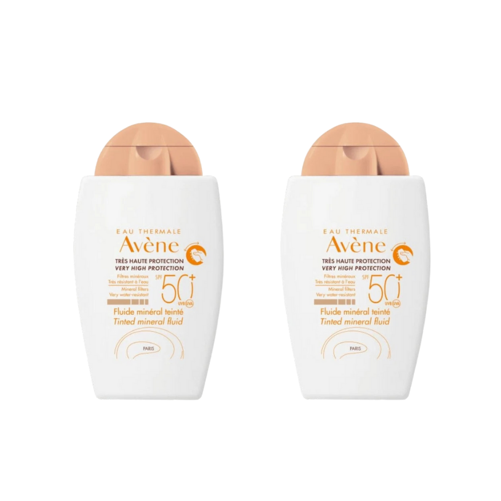 Avene Fluide Mineral Teintee Spf 50 40 ml Tinted Sunscreen -2 Pack - By Baano