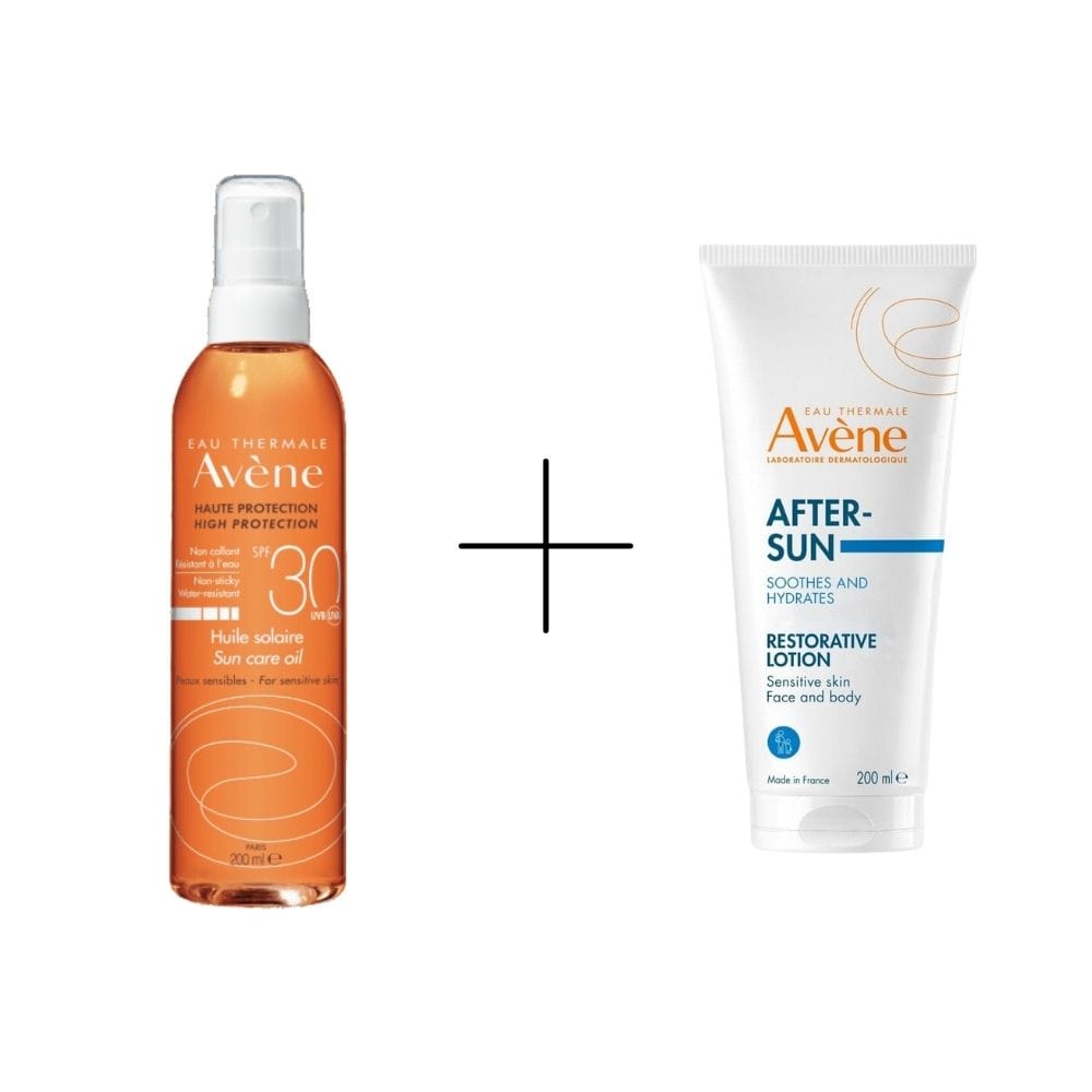 Avene Huile Solaire Sun Care Oil Spf 30 200 ml Tanning Oil + Avene After Sun After Sun Care Lotion 200 ml Chivela