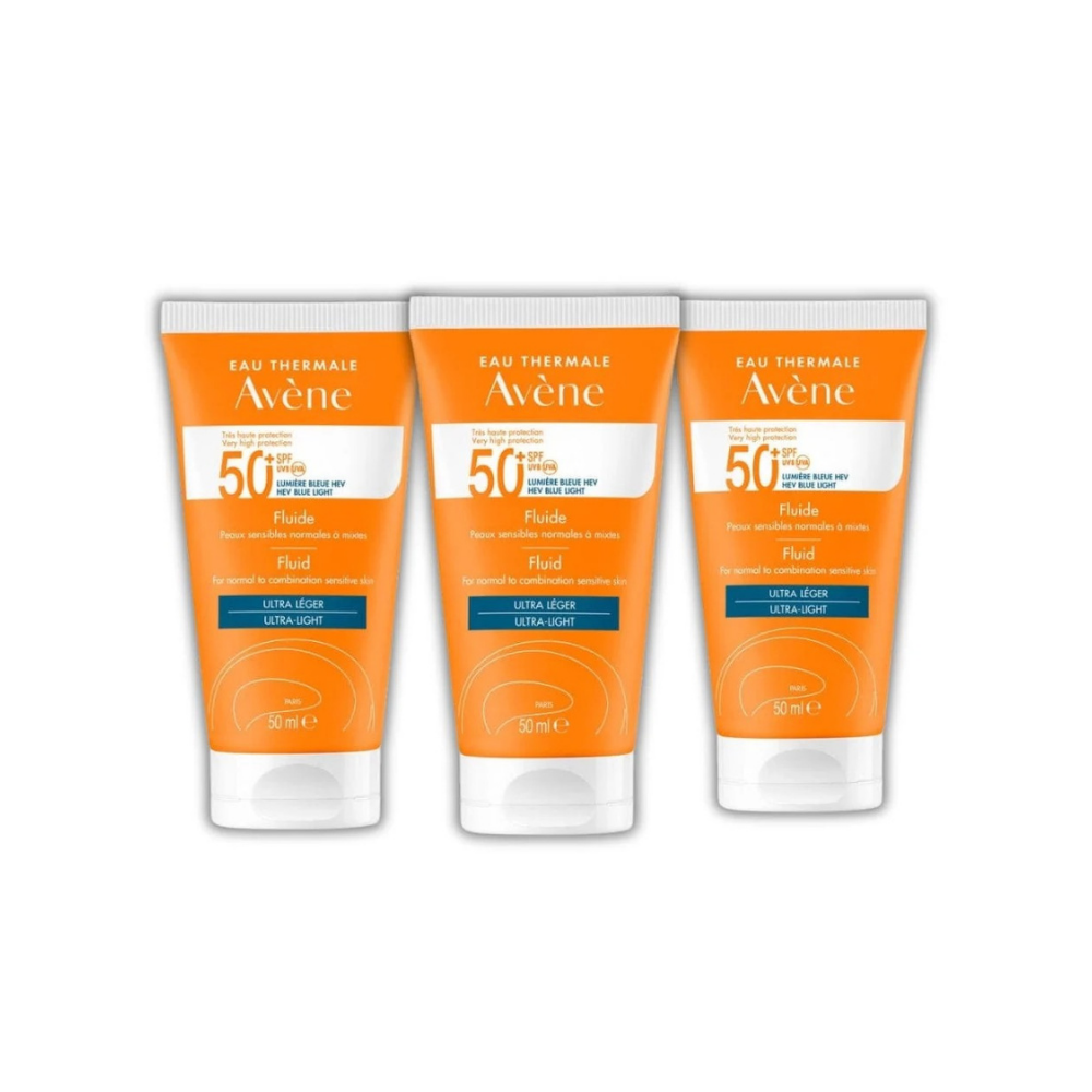 Avene Solaire SPF50+ Fluid Ultra Light 50 ml -3 Pack - By Baano