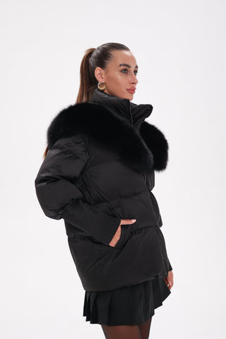 Pre-Order. Re-Stock Ships October 20. Amanda Genuine Fur Trim Down Fill Coat - By Baano