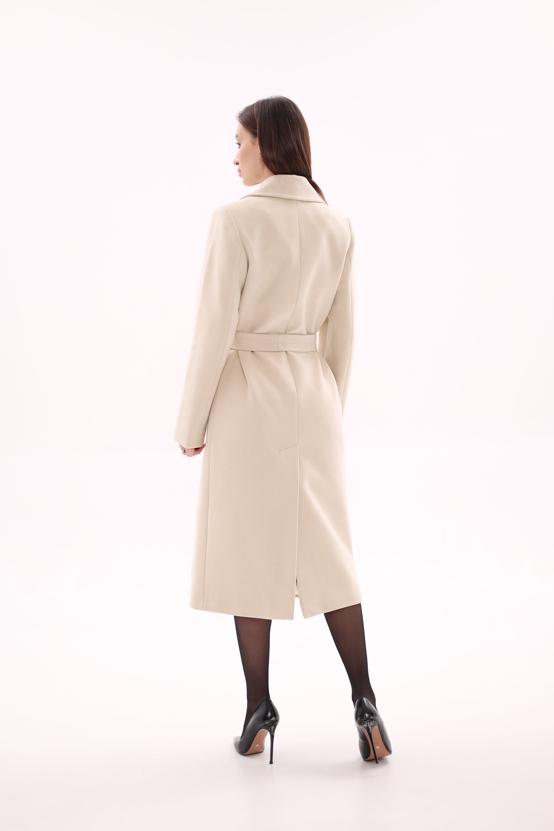 Denise Cashmere Blend Overcoat in Nude