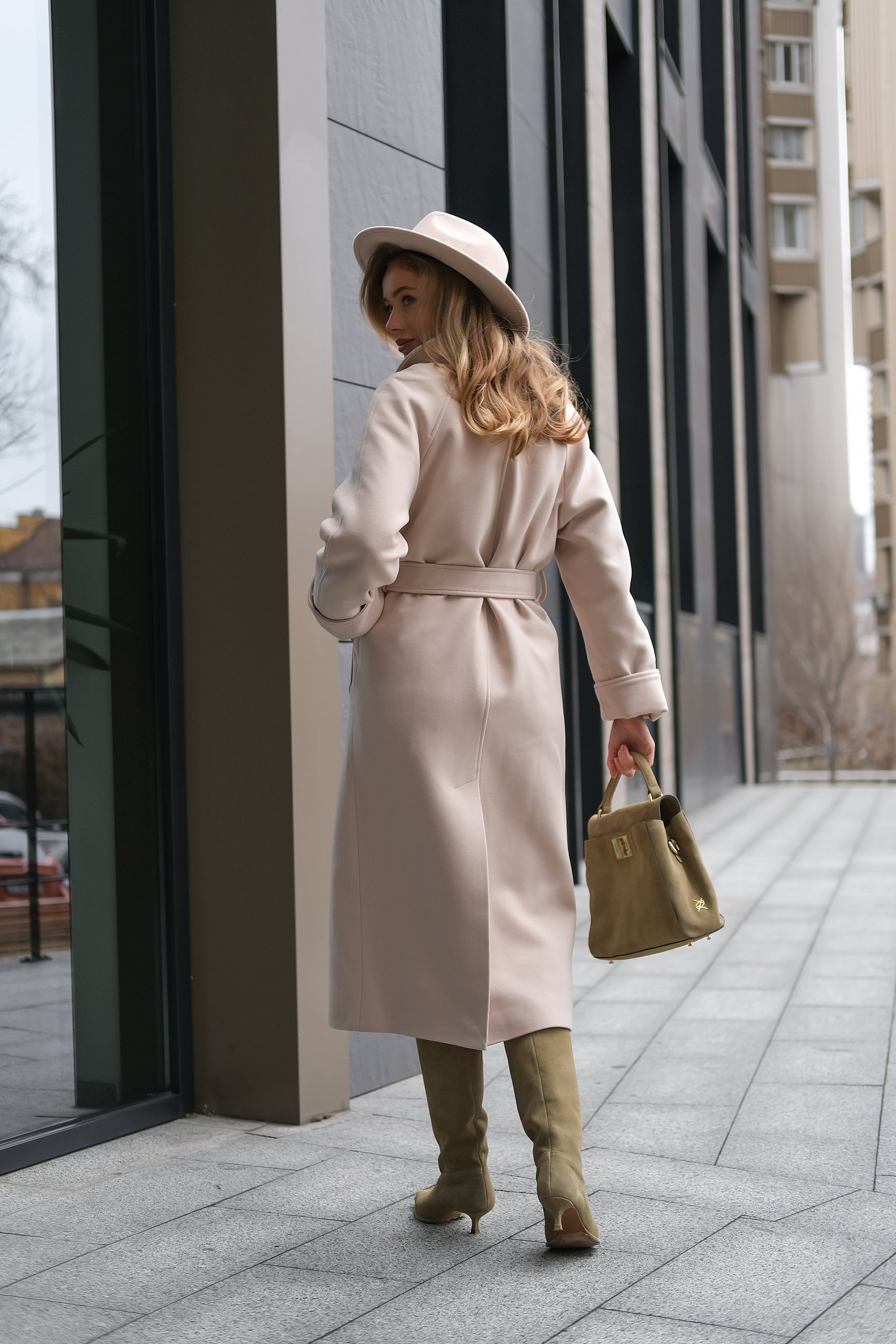 Emily Classic Wool Blend Overcoat in Ivory