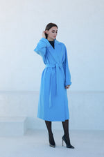 Classic Brushed Cashmere Wool Blend Overcoat in Azure