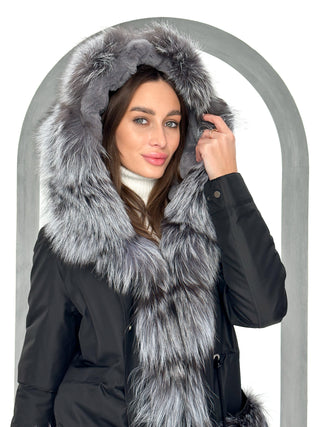 Genuine Silver Fox Fur Rabbit Fur Insulated Parka - By Baano
