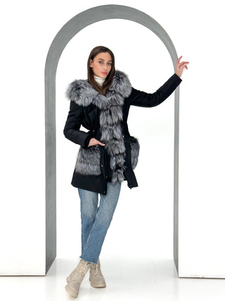 Genuine Silver Fox Fur Rabbit Fur Insulated Parka - By Baano