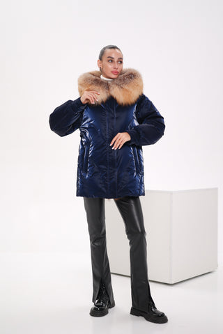 Genuine Red Fox Premium Down Fill Vinyl Parka - By Baano